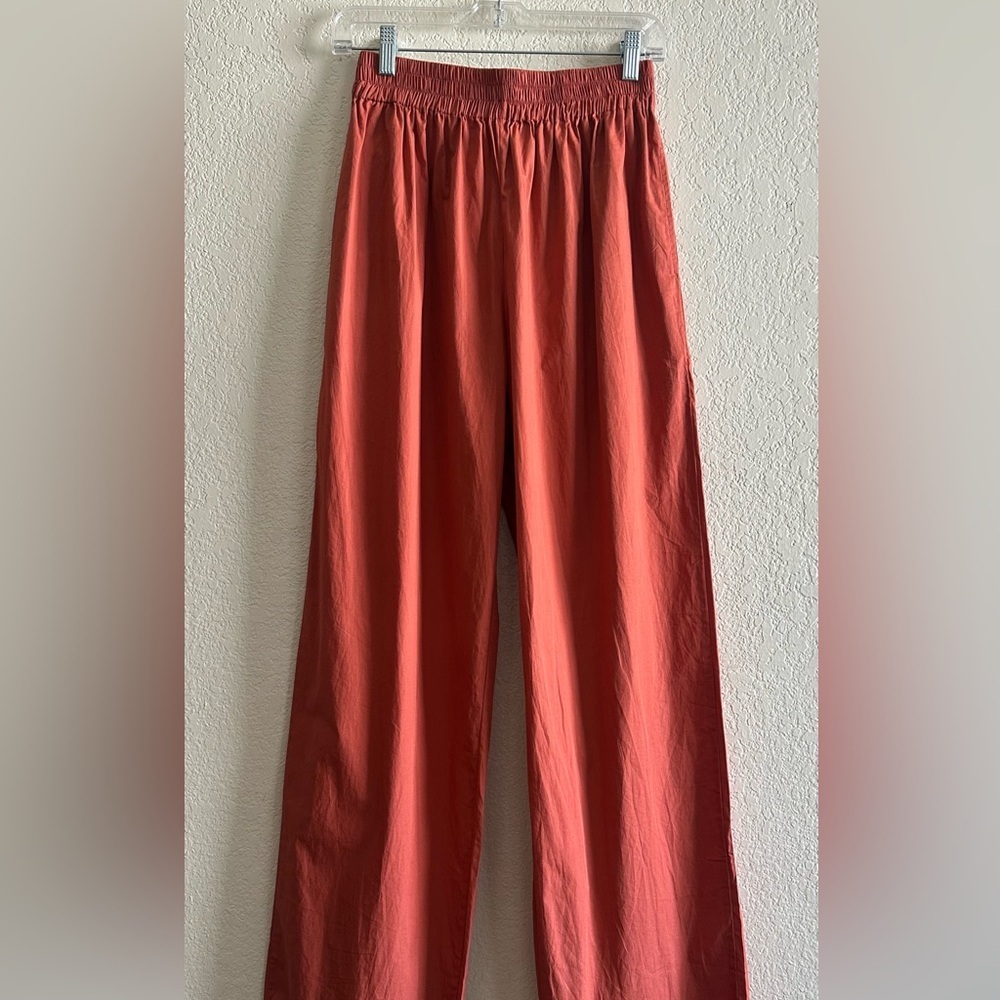 Wide Leg Elastic Waist Pants in Coral